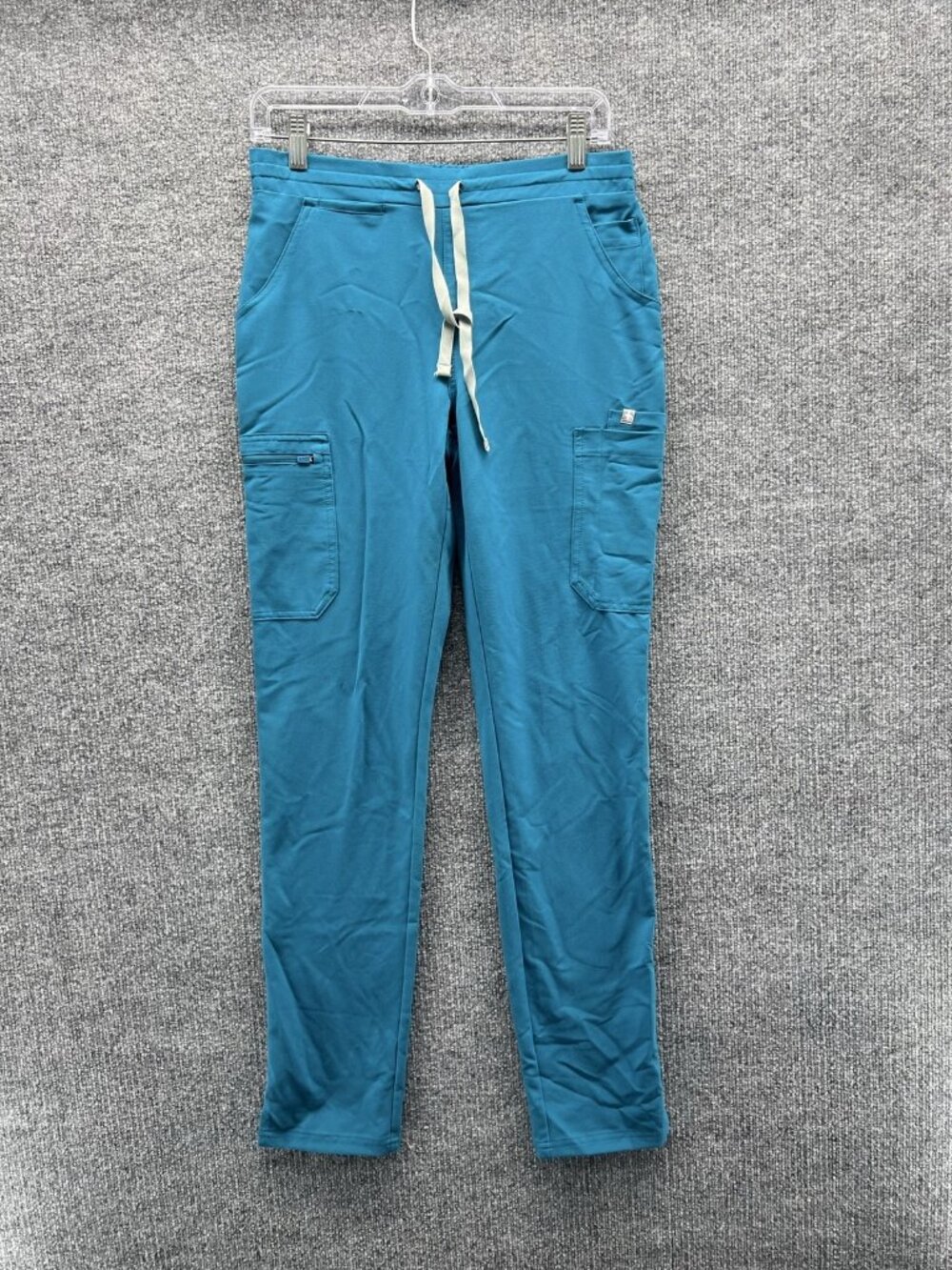 FIGS Scrub Pants Women XS Blue Drawstring Cargo Pockets Technical Nurse Medical